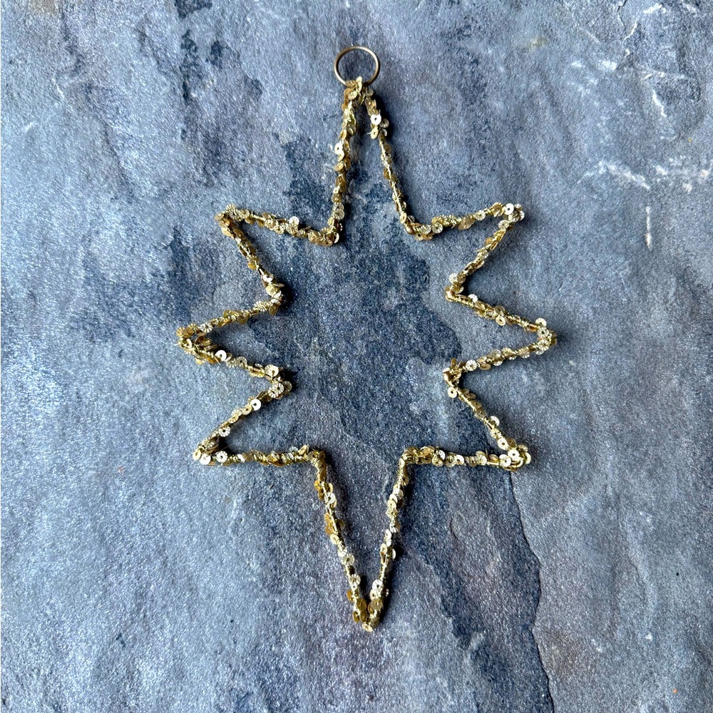 New🌟Anthropologie-Terrain Gold  Beaded Star Ornament